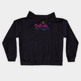 Bartender - Beach Fancy Script Kids Hoodie